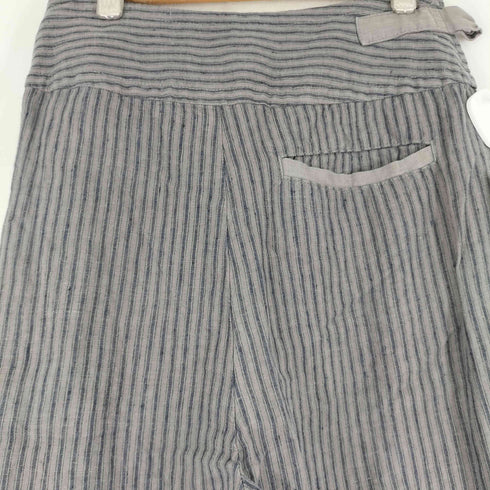 パドカレ pas de calais 巻きデザインストライプリネンパンツ レディース JPN:34