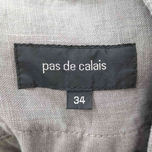 パドカレ pas de calais 巻きデザインストライプリネンパンツ レディース JPN:34