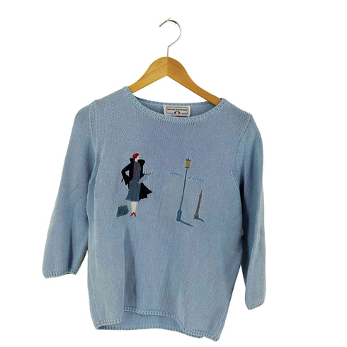 DEFENSE D'AFFICHER フランス製 刺繍デザイン コットン ニット レディース import:M