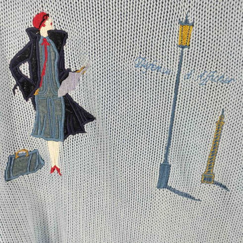 DEFENSE D'AFFICHER フランス製 刺繍デザイン コットン ニット レディース import:M