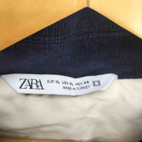ザラ ZARA 襟コーデュロイ 比翼ジップ ウエストドローコード フーデッド ステンカラー ジャケット メンズ import:XL