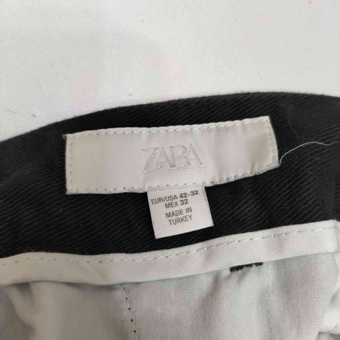 ザラ ZARA 2タック カットオフ コットン スラックスパンツ メンズ 32