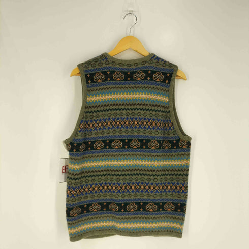 パパス papas 総柄 くるみボタン Vネックニットベスト メンズ