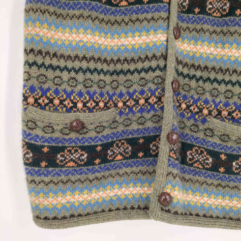 パパス papas 総柄 くるみボタン Vネックニットベスト メンズ