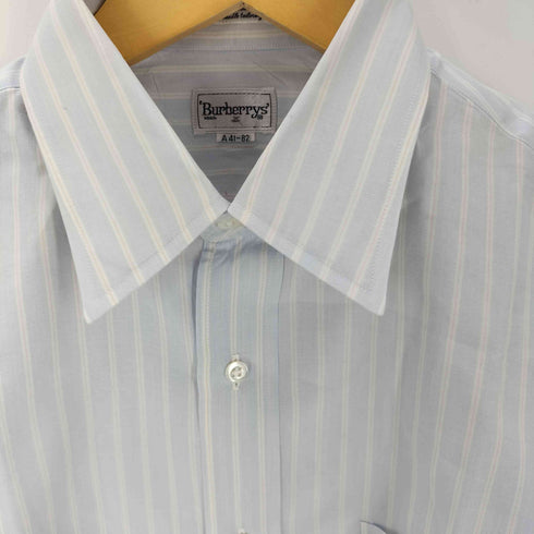 バーバリーズ BURBERRYS 90S Single needle tailoring ラウンドカット L/S ストライプ シャツ メンズ A41-82