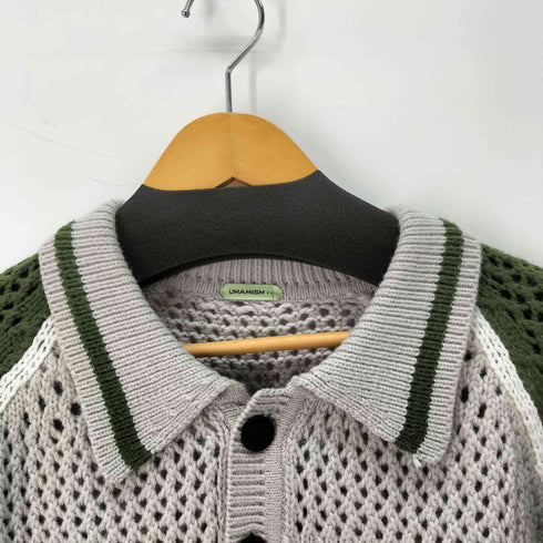 UMAMIISM CROCHET COLLAR POLO SWEATER GR メンズ XXL