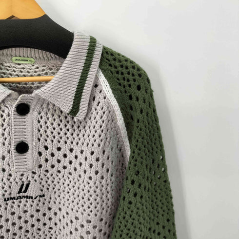 UMAMIISM CROCHET COLLAR POLO SWEATER GR メンズ XXL