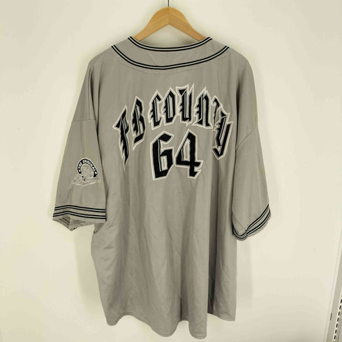 エフビーカウンティ FB COUNTY 韓国製 ロゴ両面刺繍 ナンバー64 ラインデザイン S/S ベースボールシャツ メンズ 3XL