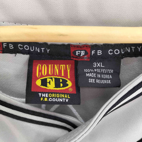 エフビーカウンティ FB COUNTY 韓国製 ロゴ両面刺繍 ナンバー64 ラインデザイン S/S ベースボールシャツ メンズ 3XL