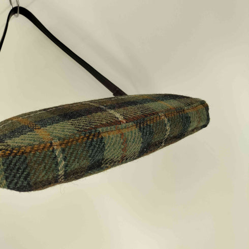 ハリスツイード Harris Tweed GLENALMOND チェック柄 レザーパッチ ウール ハンド バック レディース