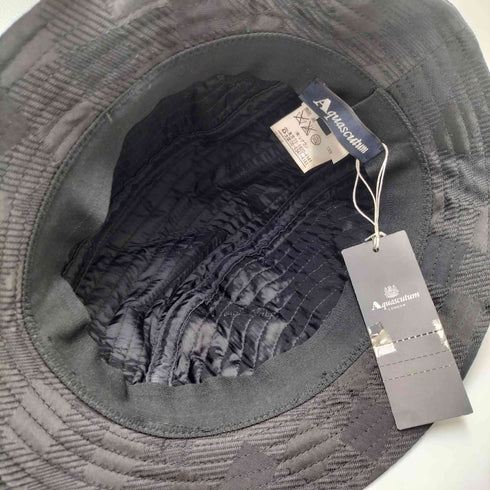アクアスキュータム AQUASCUTUM 英国製 チェック柄 ロゴボタン バケット ハット レディース M