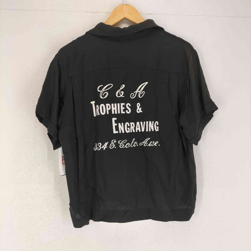 60~70s バックプリント ELLIOTT 刺繍ボウリングシャツ メンズ