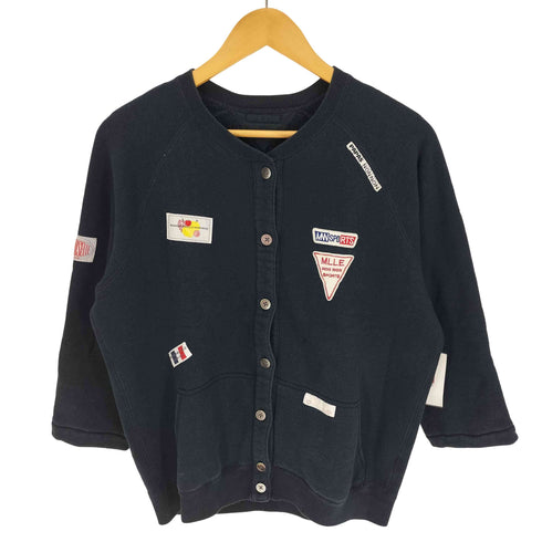 マドモアゼルノンノン mademoiselle NON NON ワッペンデザイン スウェット カーディガン レディース