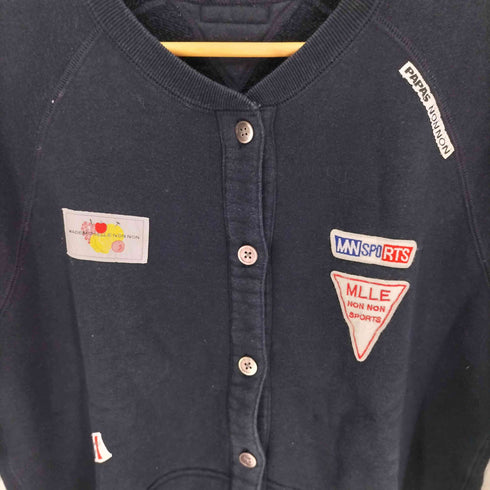 マドモアゼルノンノン mademoiselle NON NON ワッペンデザイン スウェット カーディガン レディース