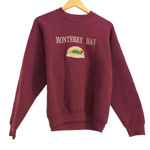H.L.MILLER 90S USA製 MONTEREY BAY 刺繍 クルーネックスウェット レディース import:M