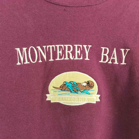 H.L.MILLER 90S USA製 MONTEREY BAY 刺繍 クルーネックスウェット レディース import:M