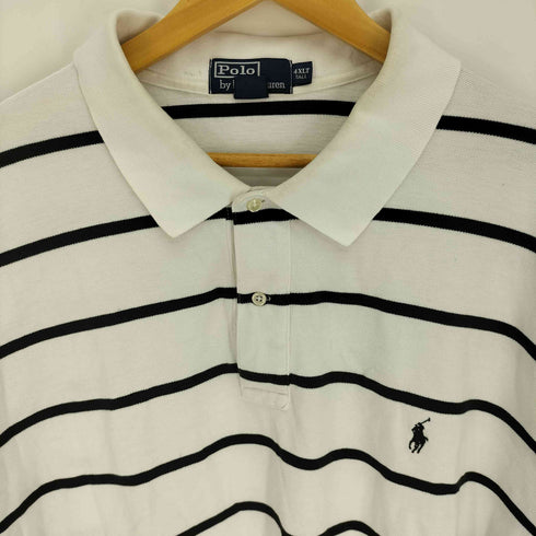 ポロバイラルフローレン Polo by RALPH LAUREN 90S ポニー刺繍 ボーダー コットン S/S ポロシャツ メンズ 4XL