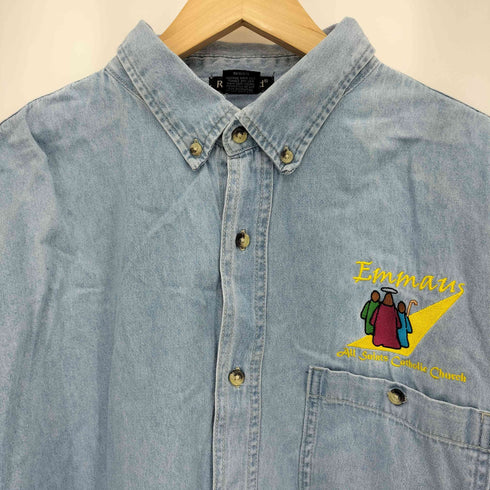 RIVER'S END バングラディシュ製 ワンポイント刺繍 BD デニムシャンブレー長袖シャツ メンズ 2XL