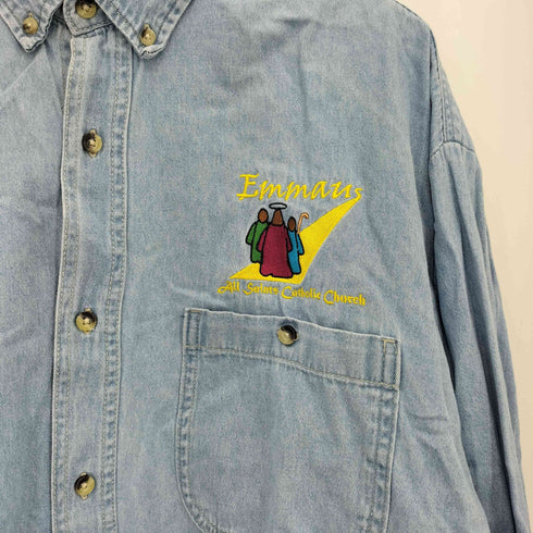 RIVER'S END バングラディシュ製 ワンポイント刺繍 BD デニムシャンブレー長袖シャツ メンズ 2XL