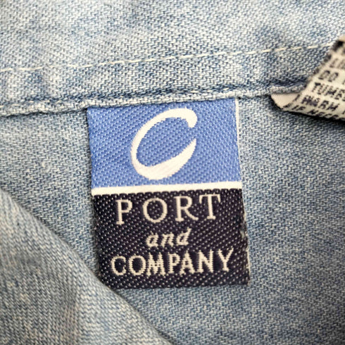 ポートアンドカンパニー PORT and COMPANY ワンポイントハチドリ刺繍 BD デニムシャンブレー 半袖シャツ メンズ XL