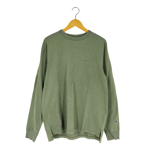 チャンピオン Champion オーバーダイ ロゴ刺繍 クルーネック ロングスリーブ Tシャツ メンズ import:L