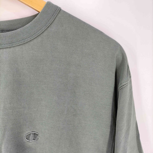チャンピオン Champion オーバーダイ ロゴ刺繍 クルーネック ロングスリーブ Tシャツ メンズ import:L