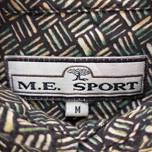 M.E.SPORT レーヨン100% 総柄 フロントポケット長袖シャツ メンズ JPN:M