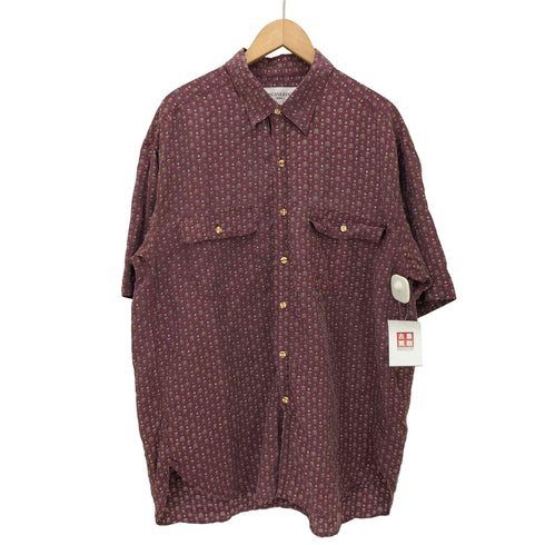 TOSCANA IUOGO UOMO シルク100% 総柄 フロントポケット半袖シャツ メンズ LL