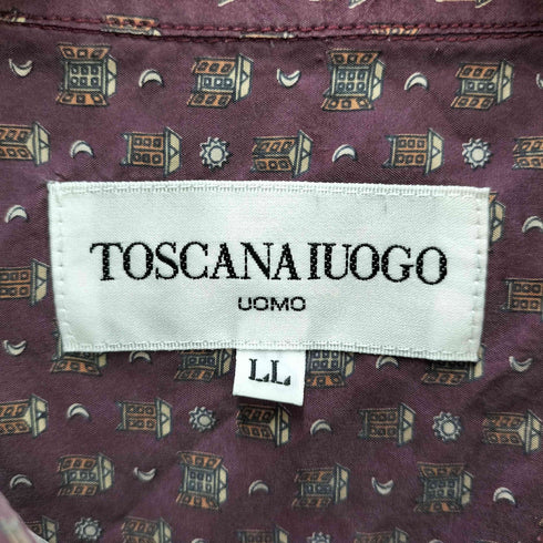 TOSCANA IUOGO UOMO シルク100% 総柄 フロントポケット半袖シャツ メンズ LL