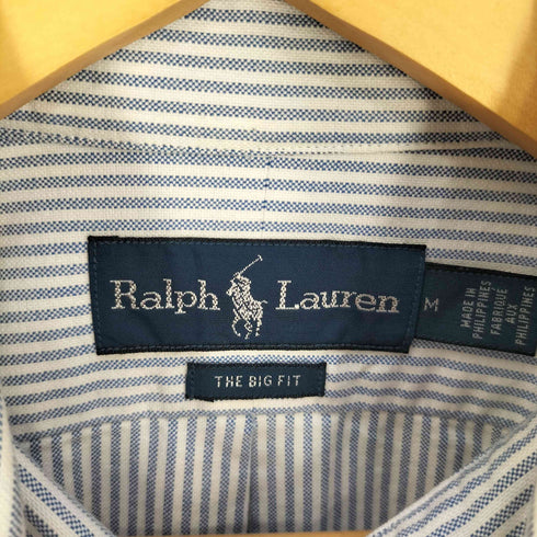 ラルフローレン RALPH LAUREN THE BIG FIT 裾ポニー刺繍 ストライプ ボタンダウンシャツ メンズ import:M
