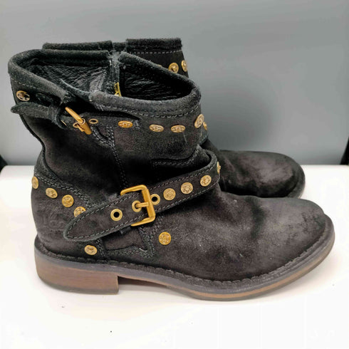 アグ UGG FABRIZIA STUDS ロゴ 型押し スタッズ スウェード サイドジップ ショート ブーツ レディース US:5