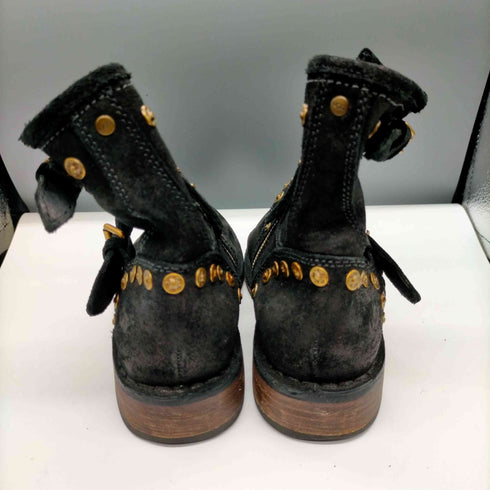 アグ UGG FABRIZIA STUDS ロゴ 型押し スタッズ スウェード サイドジップ ショート ブーツ レディース US:5