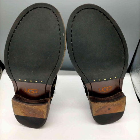 アグ UGG FABRIZIA STUDS ロゴ 型押し スタッズ スウェード サイドジップ ショート ブーツ レディース US:5