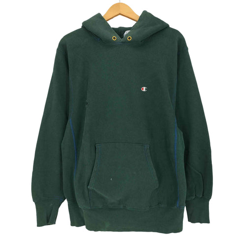 チャンピオン Champion REVERSE WEAVE 90s USA製 目有 後染め ボロ ロゴ刺繍 プルオーバーパーカー メンズ import:L