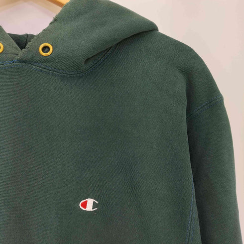 チャンピオン Champion REVERSE WEAVE 90s USA製 目有 後染め ボロ ロゴ刺繍 プルオーバーパーカー メンズ import:L