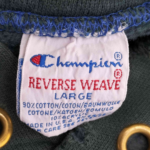 チャンピオン Champion REVERSE WEAVE 90s USA製 目有 後染め ボロ ロゴ刺繍 プルオーバーパーカー メンズ import:L