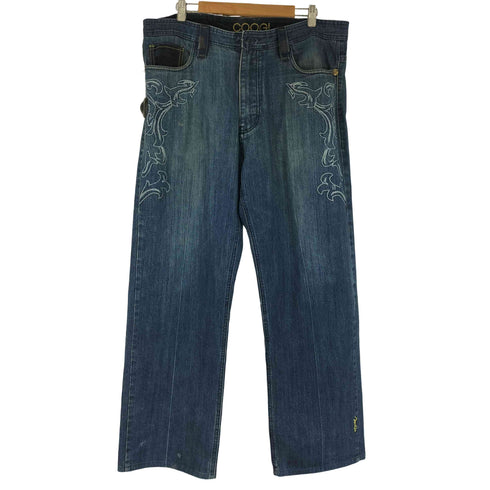 クージー COOGI 90-00S ベロアパッチワーク刺繍デザインデニムパンツ メンズ 38/34