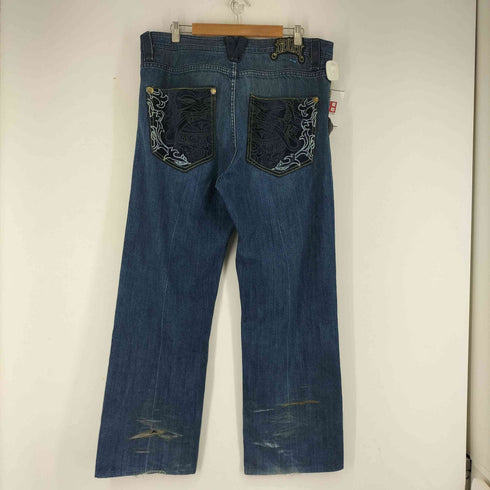 クージー COOGI 90-00S ベロアパッチワーク刺繍デザインデニムパンツ メンズ 38/34