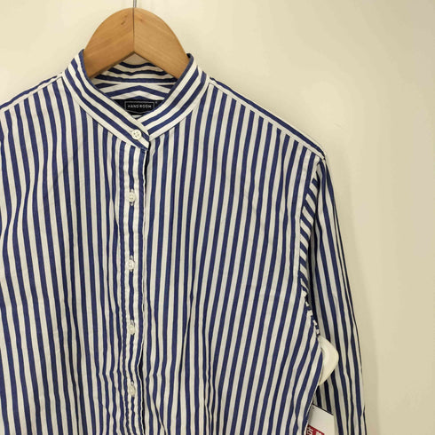 ハンドルーム HAND ROOM ノーカラー ストライプ長袖シャツ レディース JPN:M