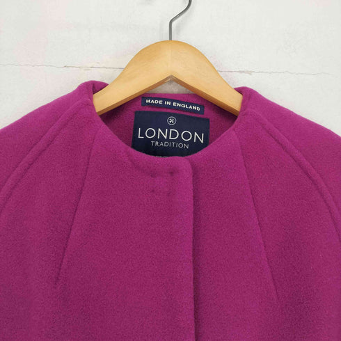 ロンドントラディション LONDON TRADITION イギリス製 ノーカラーウールコート レディース 36