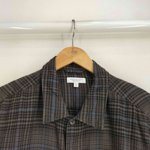 ビューティーアンドユースユナイテッドアローズ BEAUTY & YOUTH UNITED ARROWS ソフト ネルチェック オープンカラー シャツ メンズ JPN:L
