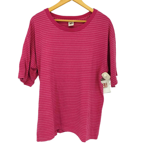 フルーツオブザルーム FRUIT OF THE LOOM USA製 ボーダークルーネックTシャツ シングルステッチ メンズ import:XL
