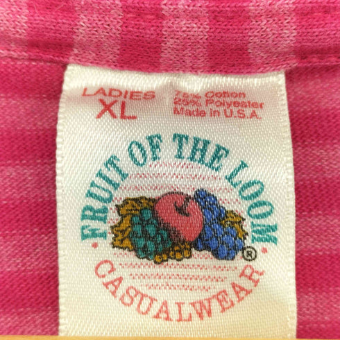 フルーツオブザルーム FRUIT OF THE LOOM USA製 ボーダークルーネックTシャツ シングルステッチ メンズ import:XL