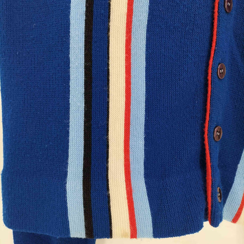 シアーズ Sears 70s マルチカラーストライプ アクリル Vネックカーディガン メンズ