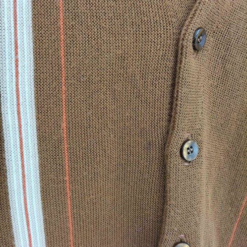 シアーズ Sears 70s マルチカラーストライプ アクリル Vネックカーディガン メンズ import:XL