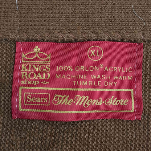 シアーズ Sears 70s マルチカラーストライプ アクリル Vネックカーディガン メンズ import:XL