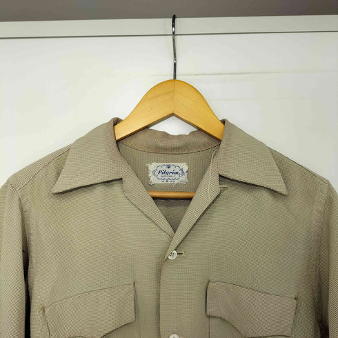 ピルグリム PILGRIM 50S 雲タグ 千鳥格子柄 オープンカラーシャツ メンズ import:S