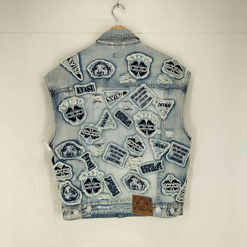 エヴィス EVISU マルチプルバッジのデコンストラクトルーズフィットデニムベスト メンズ import:M