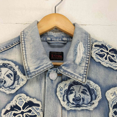 エヴィス EVISU マルチプルバッジのデコンストラクトルーズフィットデニムベスト メンズ import:M