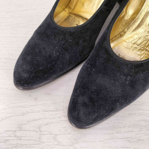 サックスフィフスアベニュー SAKS FIFTH AVENUE イタリア製 ベルベット ヒールパンプス レディース 7 1/2